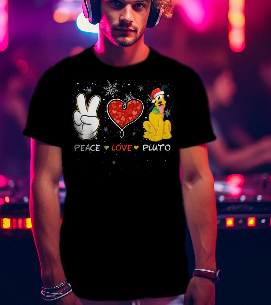 Peace Love Pluto Snowflakes Santa Hat T-Shirt