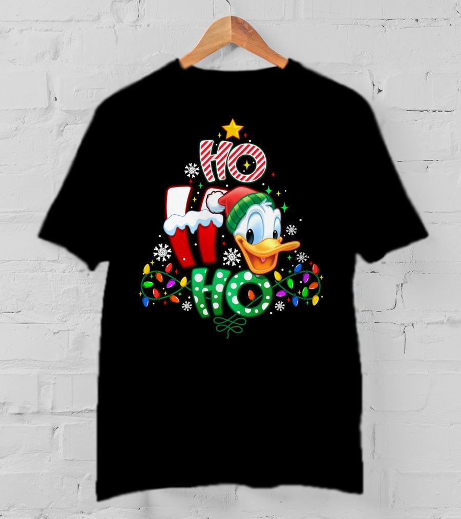 Ho Ho Ho Donald Christmas Lights Snowflakes Star T-Shirt