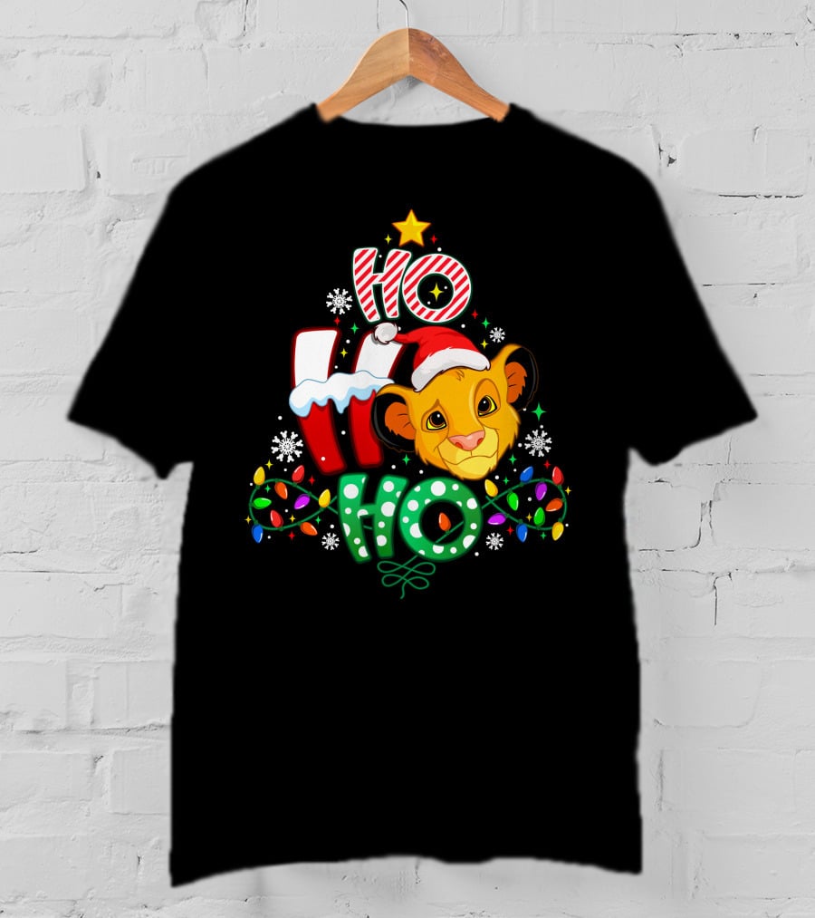 Ho Ho Ho Christmas Simba Lion King Holiday Lights T-Shirt
