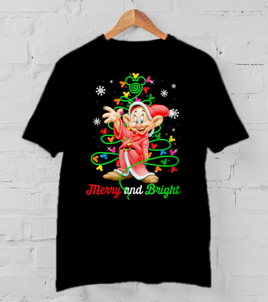 Merry And Bright Dopey Christmas Magic Tree Snowflakes T-Shirt