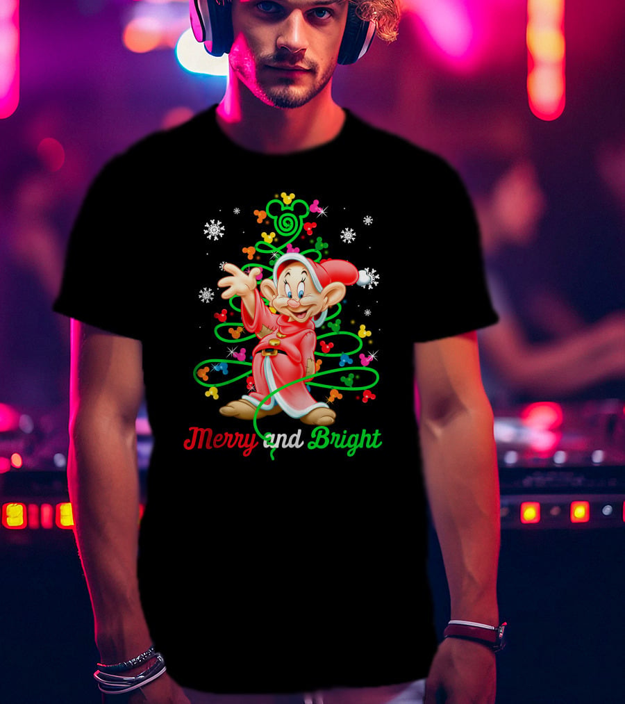 Merry And Bright Dopey Christmas Magic Tree Snowflakes T-Shirt