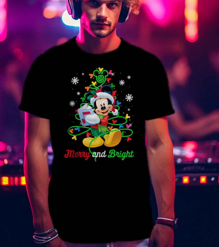 Mickey Mouse Merry And Bright Christmas Holiday Magic T-Shirt