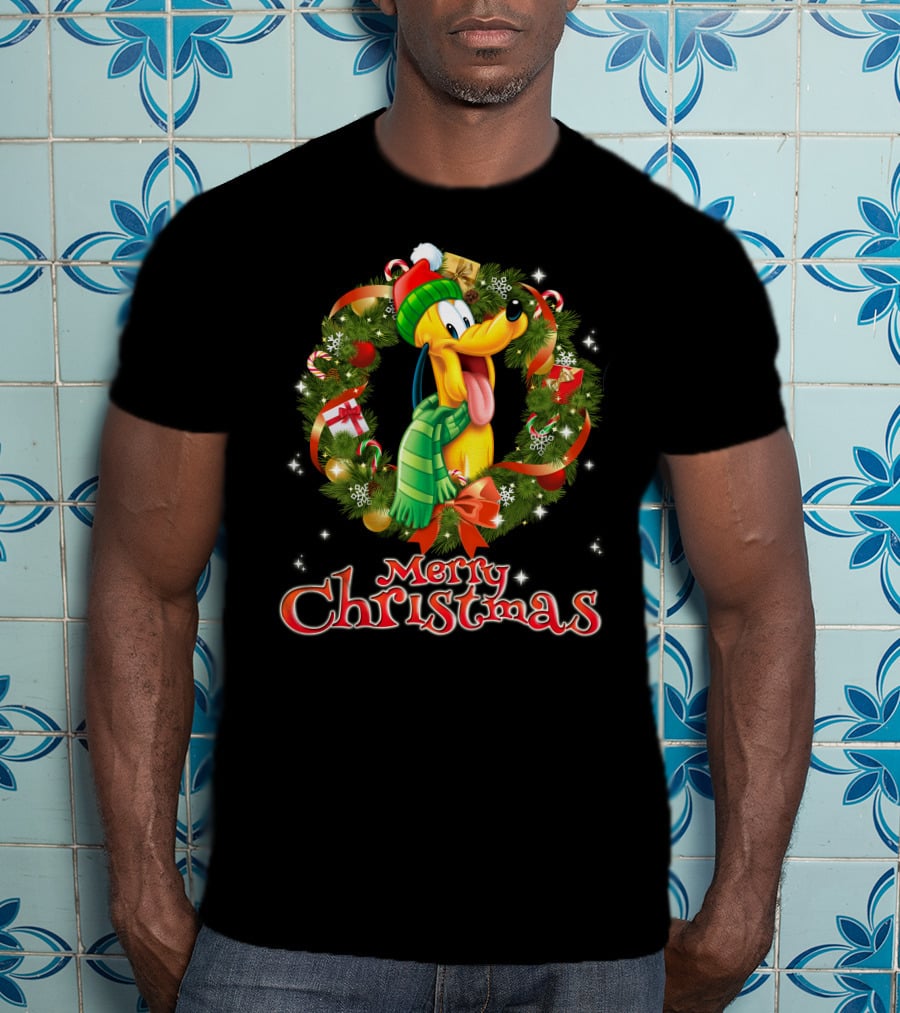 Merry Christmas Pluto Wreath Holiday Celebration T-Shirt