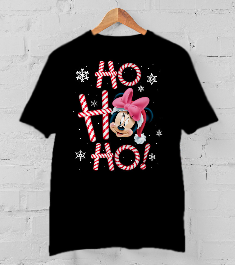 Ho Ho Ho Minnie Mouse Candy Cane Snowflakes T-Shirt
