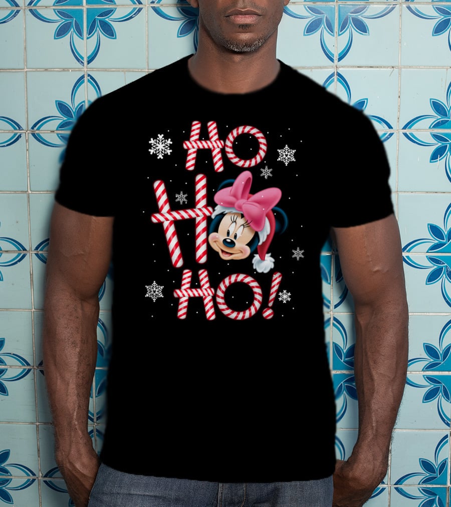 Ho Ho Ho Minnie Mouse Candy Cane Snowflakes T-Shirt