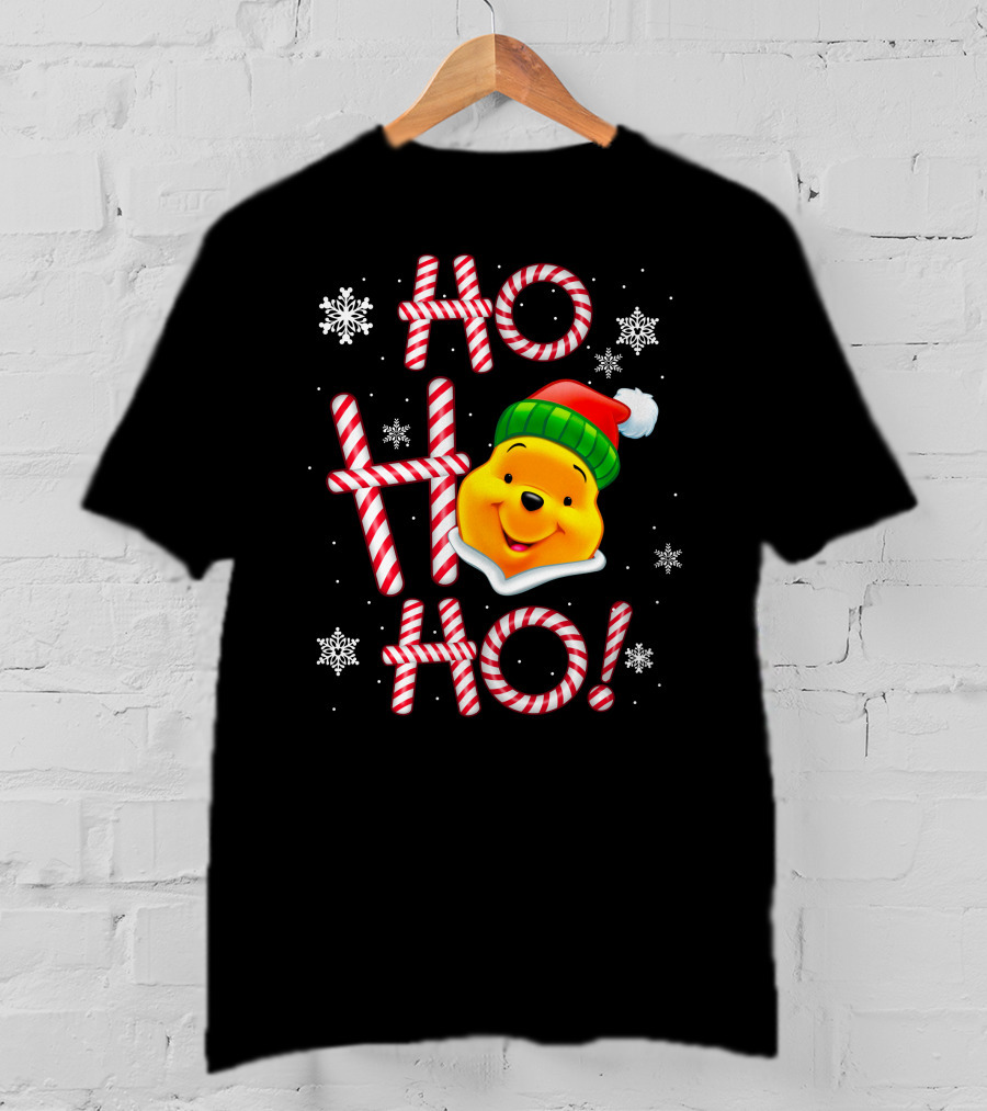 Ho Ho Ho Pooh Santa Christmas Snowflakes T-Shirt