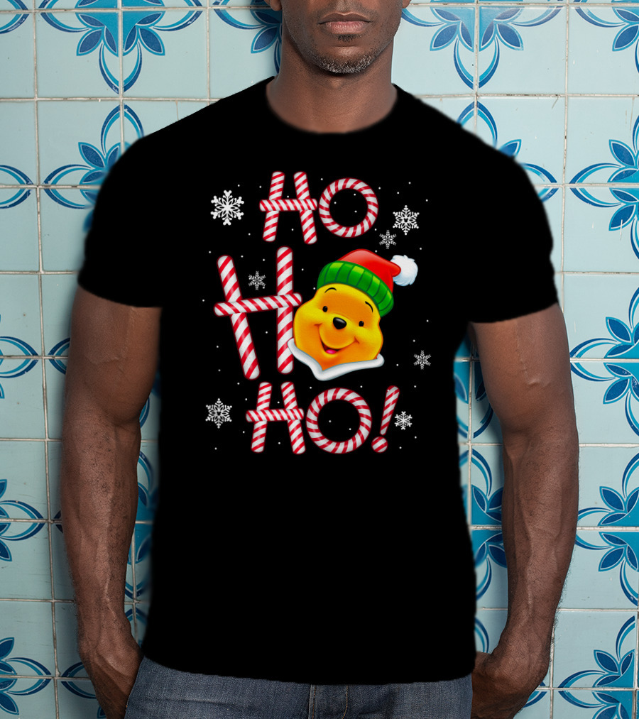 Ho Ho Ho Pooh Santa Christmas Snowflakes T-Shirt