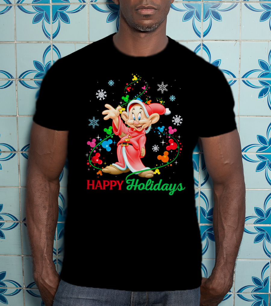 Happy Holidays Dopey Disney Snow White Christmas Magic T-Shirt