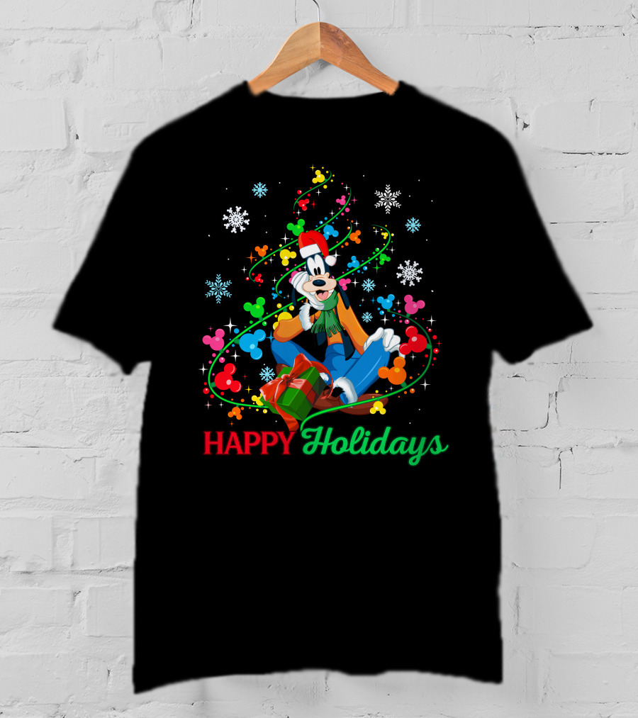 Happy Holidays Goofy Christmas Tree And Presents T-Shirt