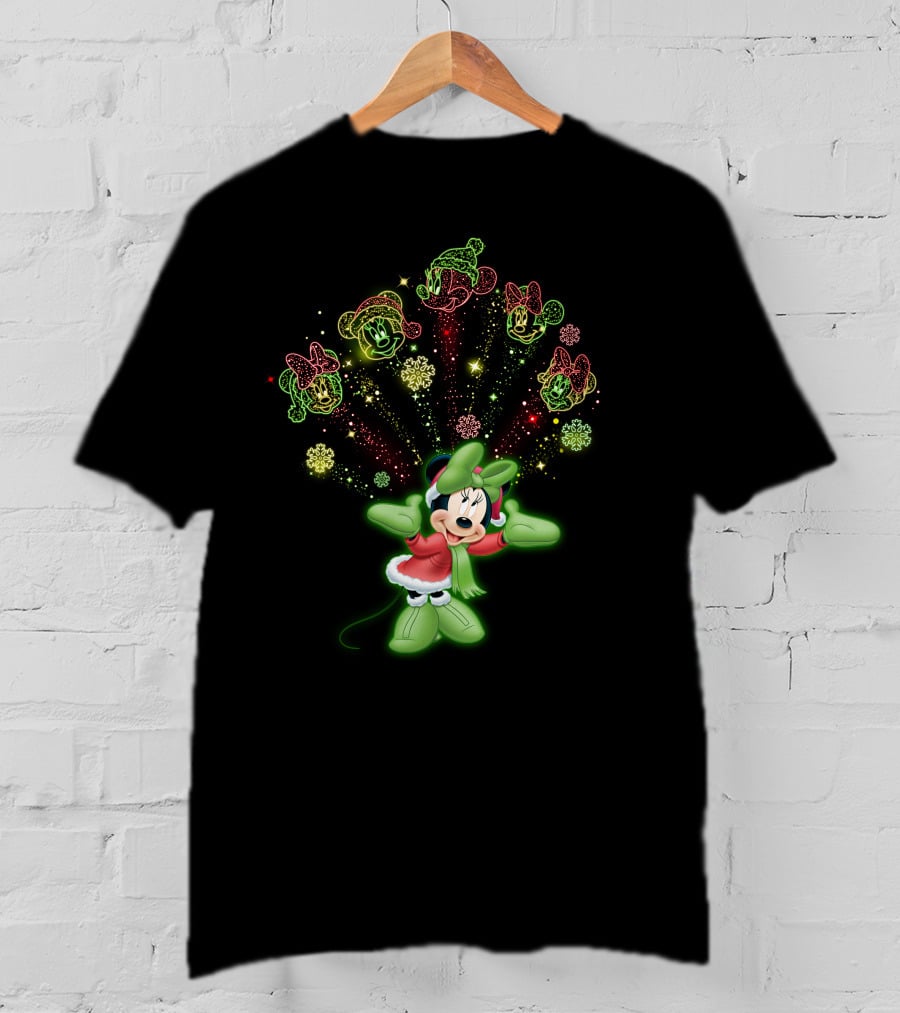 Minnie Festive Holiday Magic With Sparkling Snowflakes And Cheerful Expressions T-Shirt