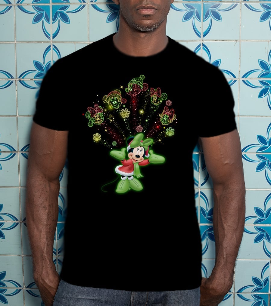 Minnie Festive Holiday Magic With Sparkling Snowflakes And Cheerful Expressions T-Shirt