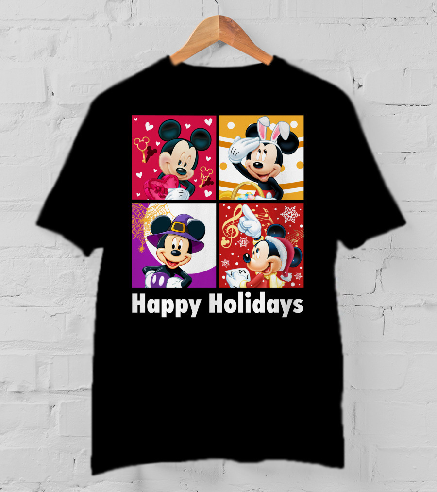 Happy Holidays Mickey Mouse Seasonal Quartet T-Shirt
