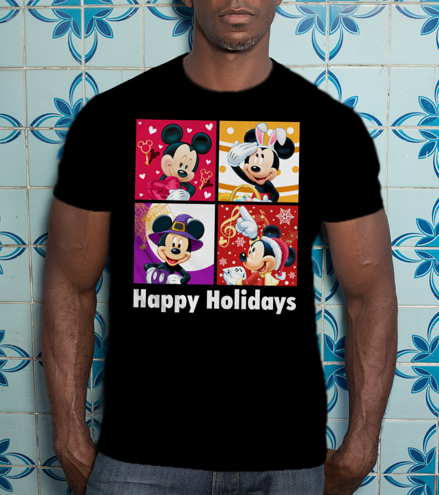 Happy Holidays Mickey Mouse Seasonal Quartet T-Shirt