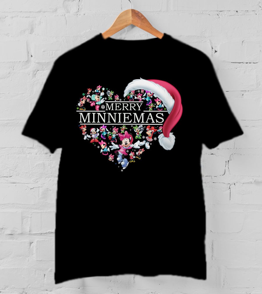 Merry Minniemas Heart Santa Hat Minnie Characters T-Shirt