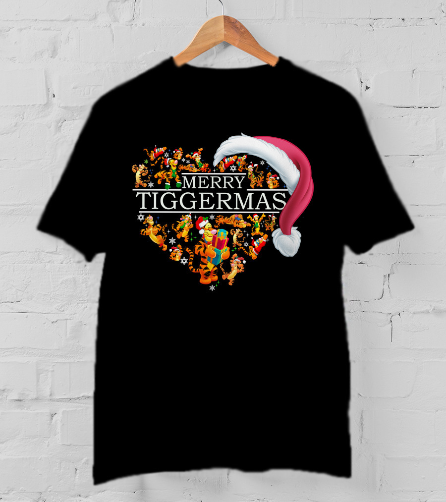 Merry Tiggermas Santa Hat And Tigger T-Shirt