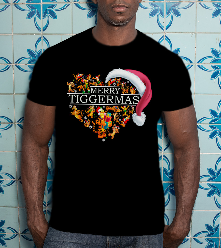 Merry Tiggermas Santa Hat And Tigger T-Shirt