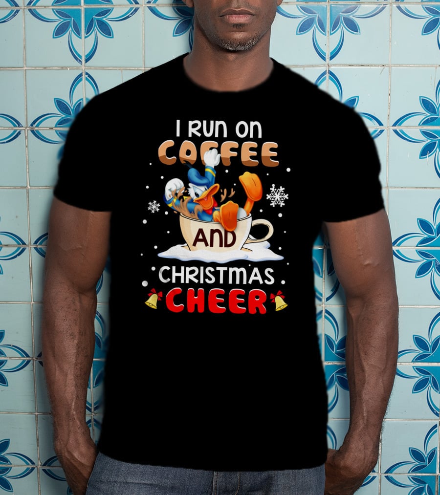 I Run On Coffee And Christmas Cheer Donald Duck T-Shirt