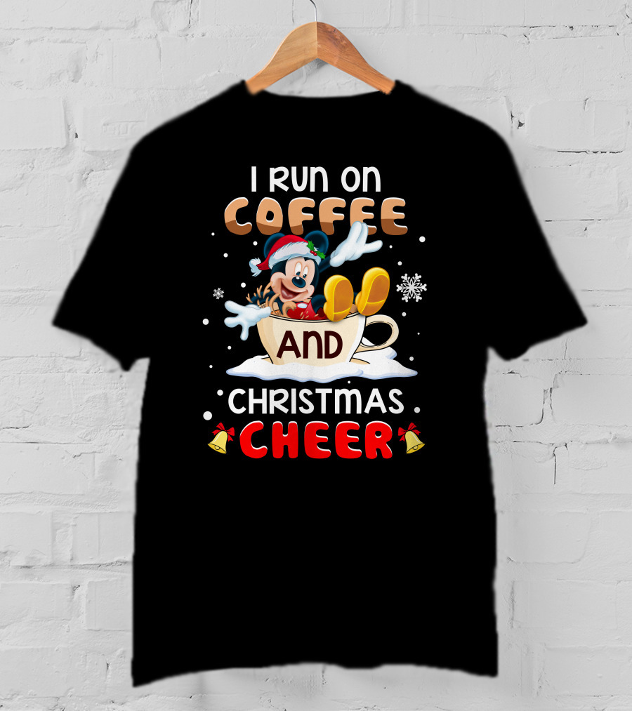 I Run On Coffee And Christmas Cheer Mickey T-Shirt