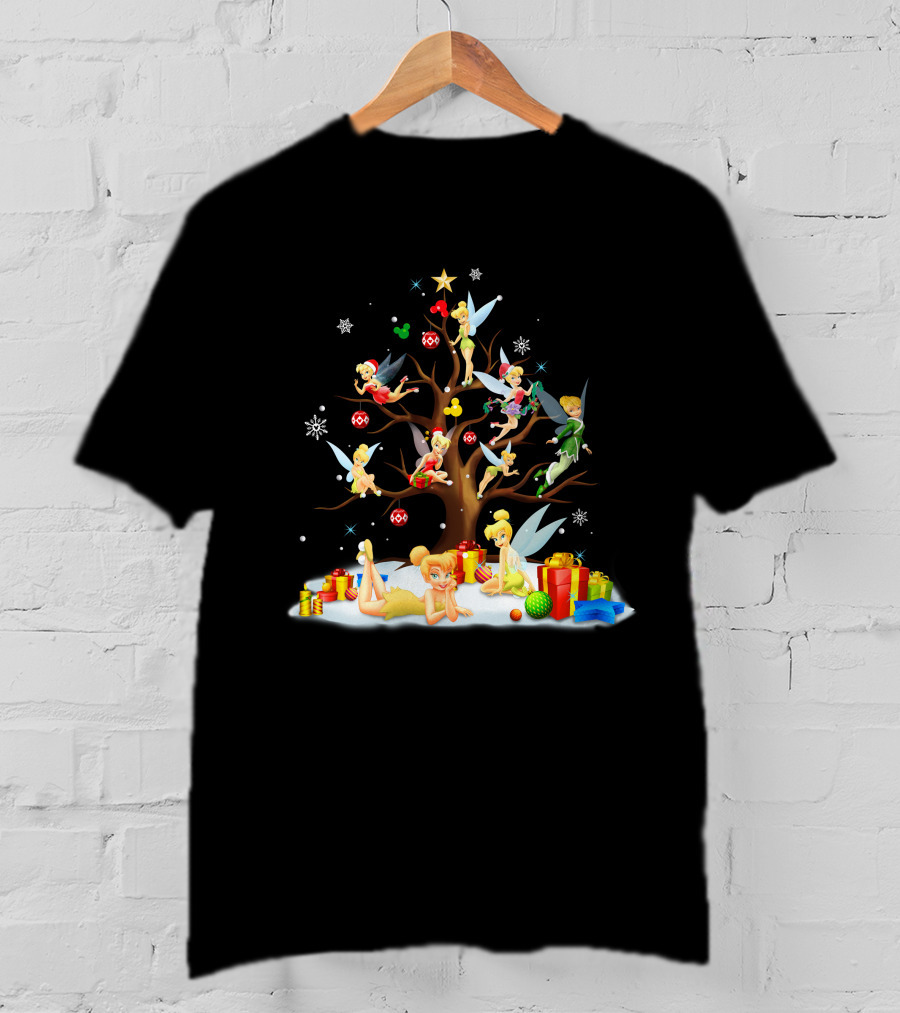 Tinkerbell Christmas Tree Fairies And Gifts T-Shirt