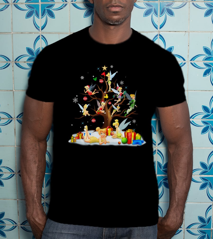 Tinkerbell Christmas Tree Fairies And Gifts T-Shirt