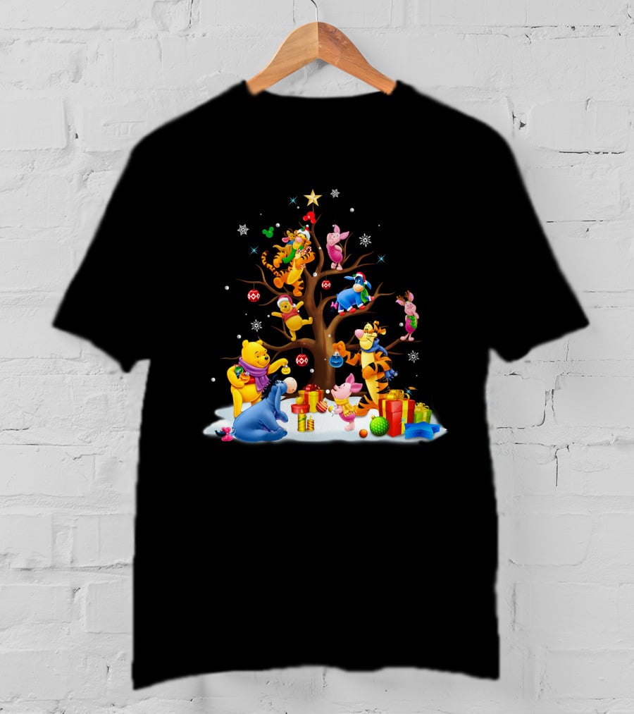 Winnie The Pooh Christmas Tree Celebration With Tigger Piglet And Eeyore T-Shirt