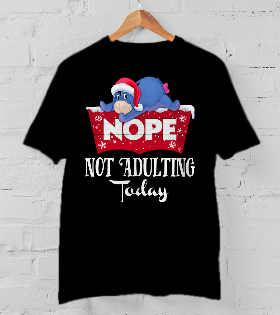 Eeyore Nope Not Adulting Today Holiday Santa Hat T-Shirt