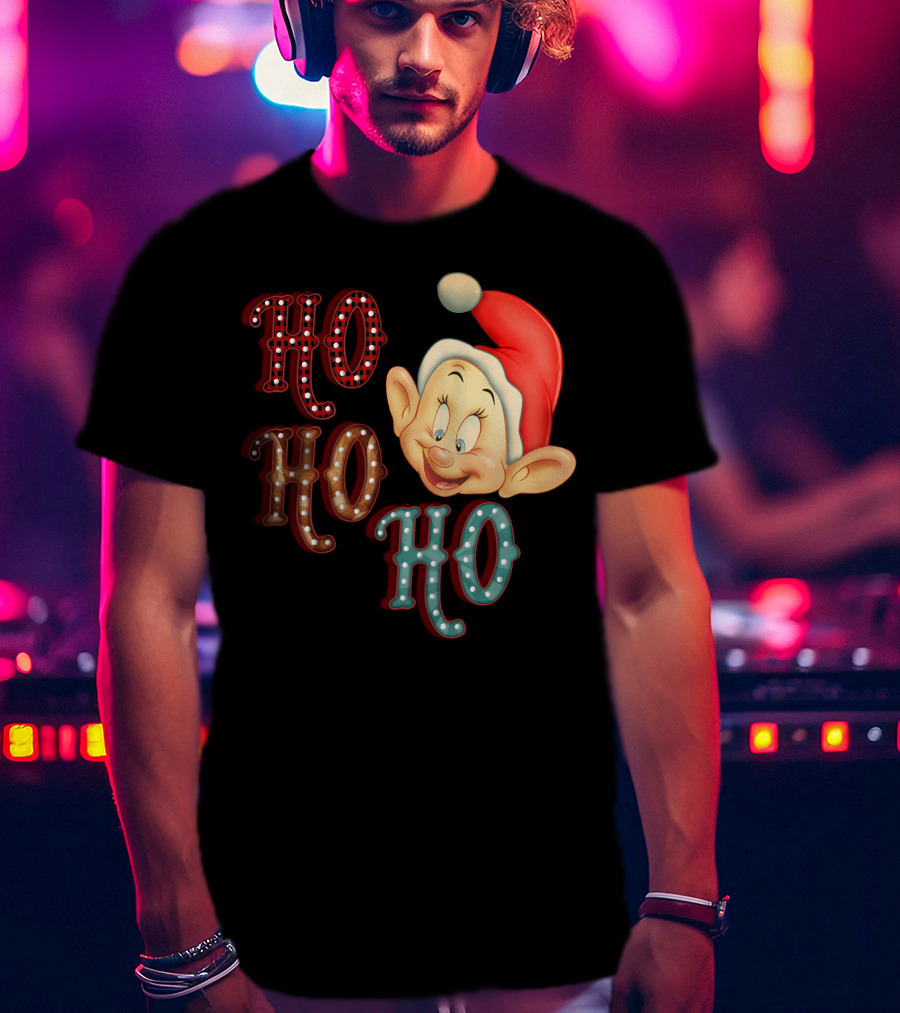 Ho Ho Ho Dopey Santa Hat Christmas Theme T-Shirt