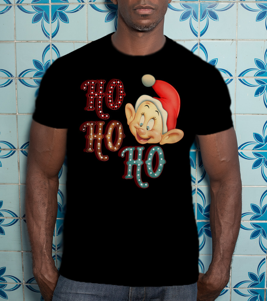 Ho Ho Ho Dopey Santa Hat Christmas Theme T-Shirt