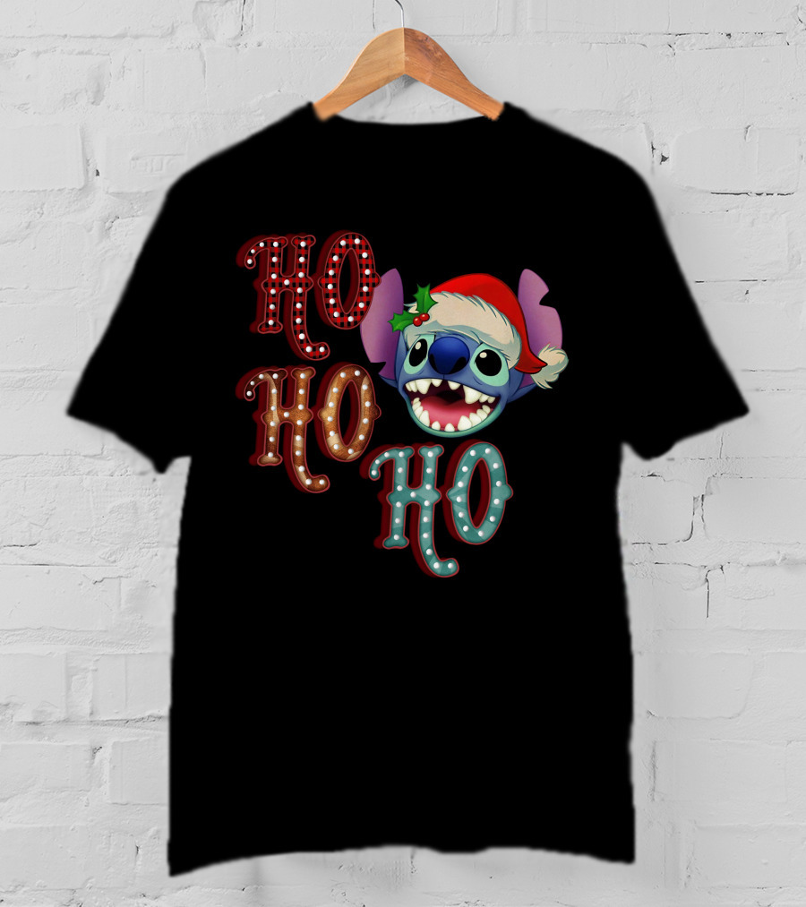 Stitch Ho Ho Ho Christmas Santa Hat T-Shirt