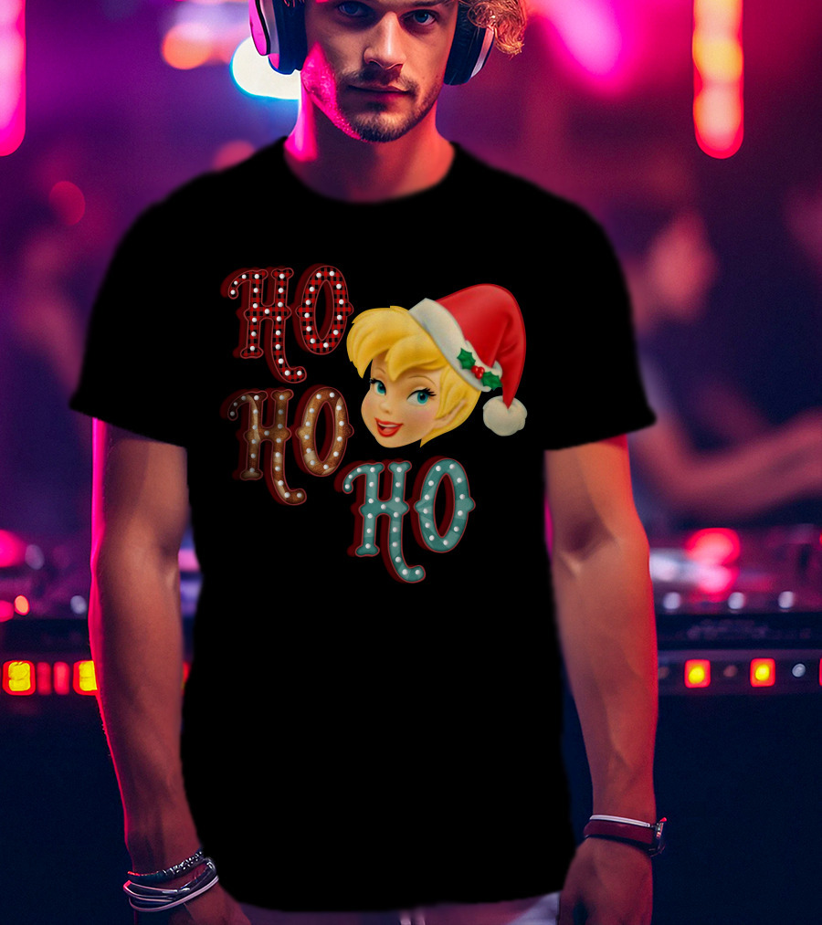 Ho Ho Ho Tinkerbell Santa Hat Christmas T-Shirt