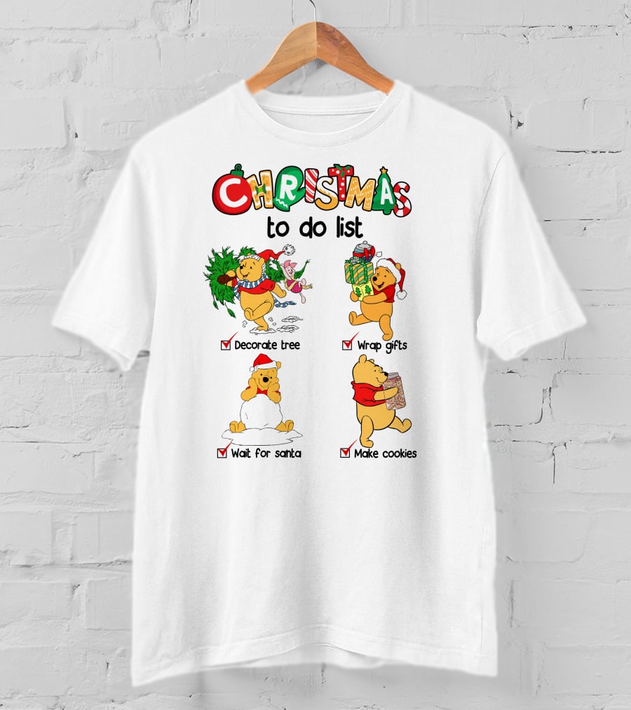 Christmas To Do List Decorate Tree Wrap Gifts Wait For Santa Make Cookies T-Shirt