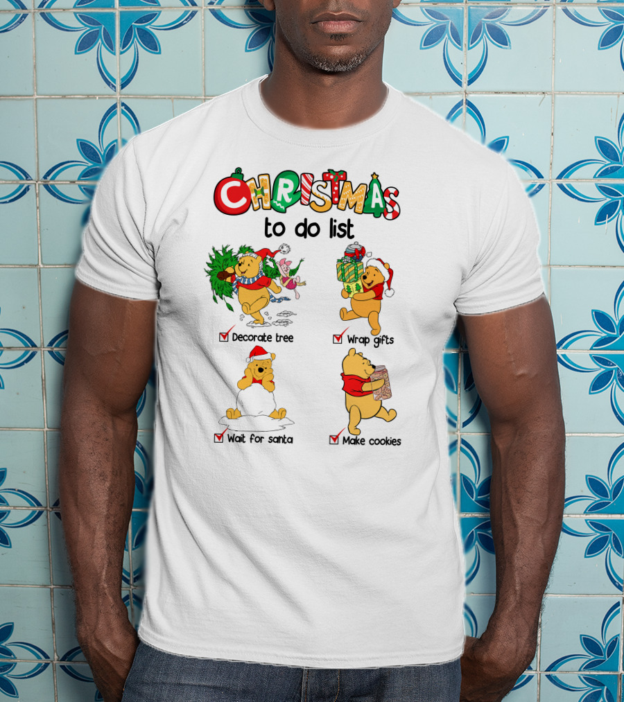 Christmas To Do List Decorate Tree Wrap Gifts Wait For Santa Make Cookies T-Shirt