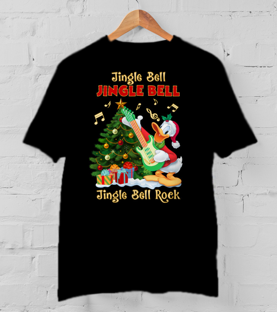 Jingle Bell Jingle Bell Jingle Bell Rock Donald Christmas Tree Guitar T-Shirt