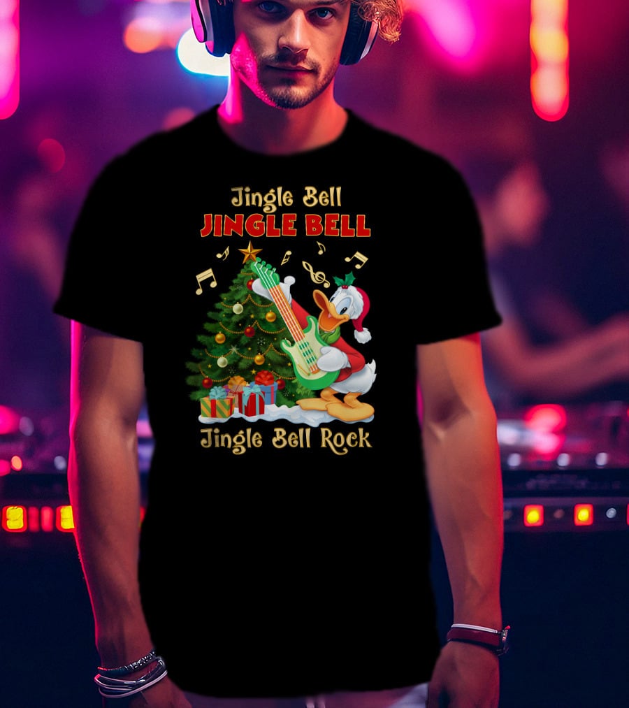 Jingle Bell Jingle Bell Jingle Bell Rock Donald Christmas Tree Guitar T-Shirt
