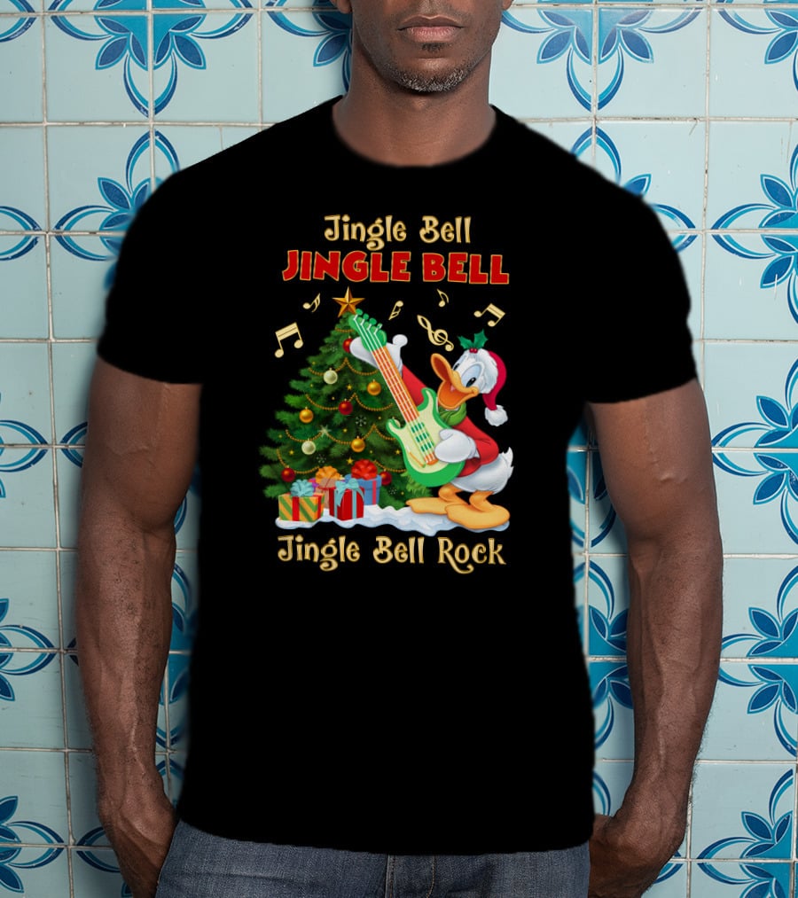 Jingle Bell Jingle Bell Jingle Bell Rock Donald Christmas Tree Guitar T-Shirt