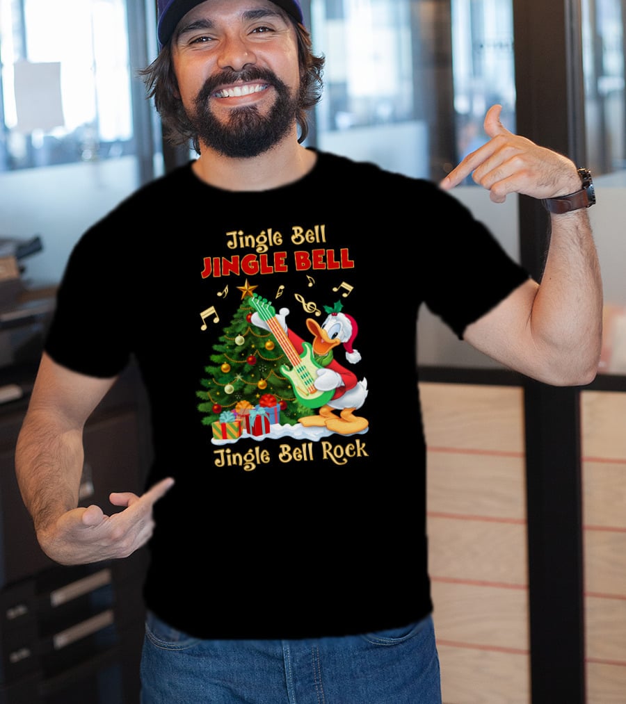 Jingle Bell Jingle Bell Jingle Bell Rock Donald Christmas Tree Guitar T-Shirt