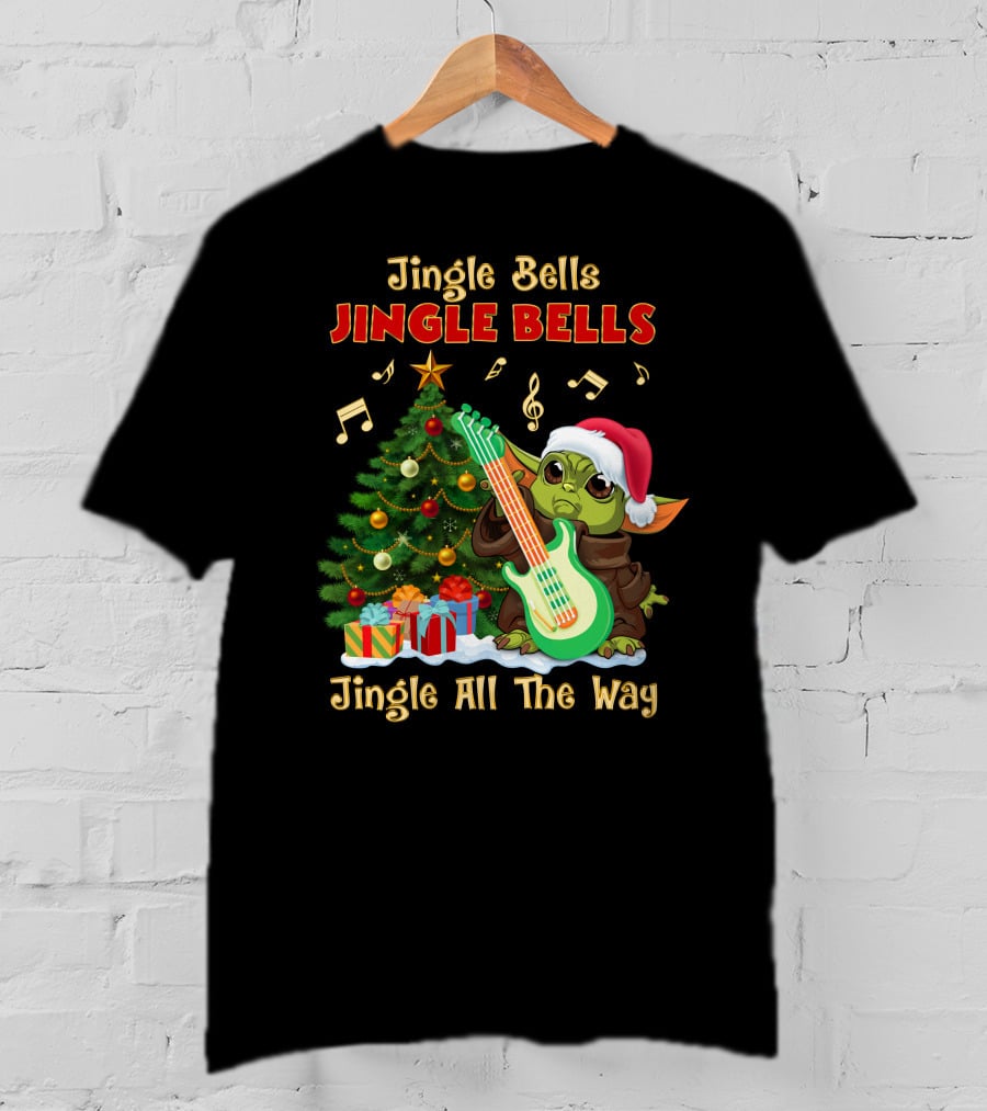 Jingle Bells Yoda Christmas Tree Guitar Jingle All The Way T-Shirt