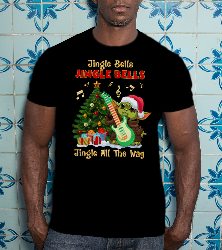 Jingle Bells Yoda Christmas Tree Guitar Jingle All The Way T-Shirt