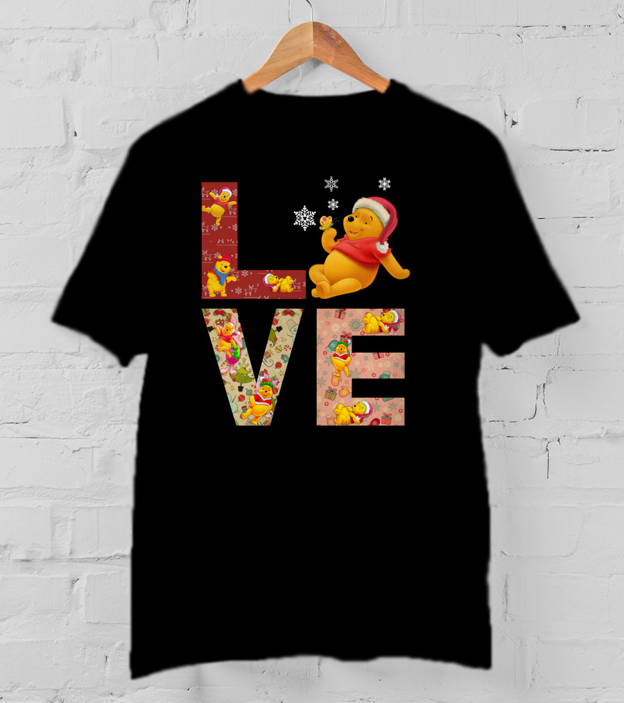 Love Winnie The Pooh Christmas Holiday Snowflakes T-Shirt