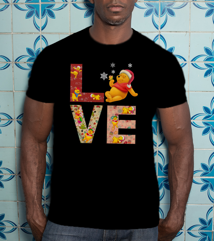 Love Winnie The Pooh Christmas Holiday Snowflakes T-Shirt
