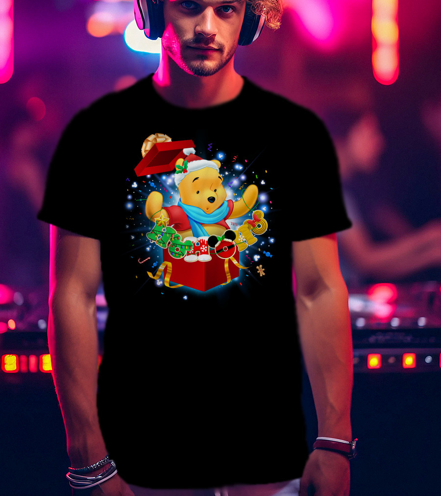Winnie The Pooh Christmas Gift Box Holiday Cheer T-Shirt