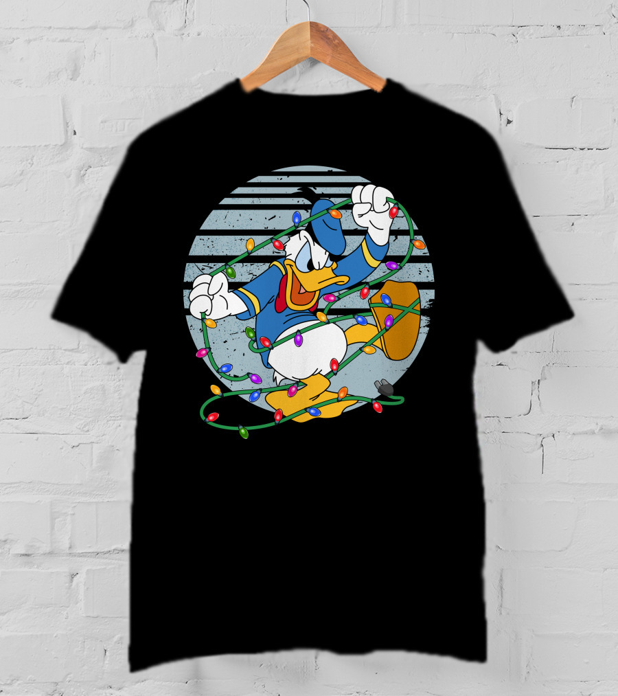 Donald Duck Wrapped In Christmas Lights T-Shirt