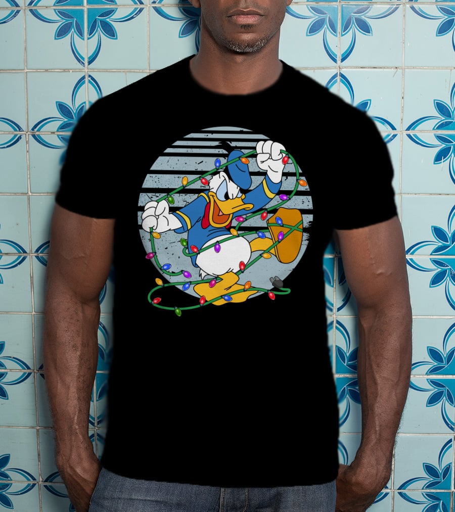 Donald Duck Wrapped In Christmas Lights T-Shirt