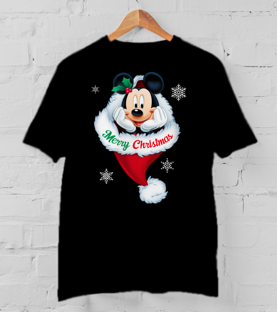 Mickey Merry Christmas Holiday Snowflakes T-Shirt
