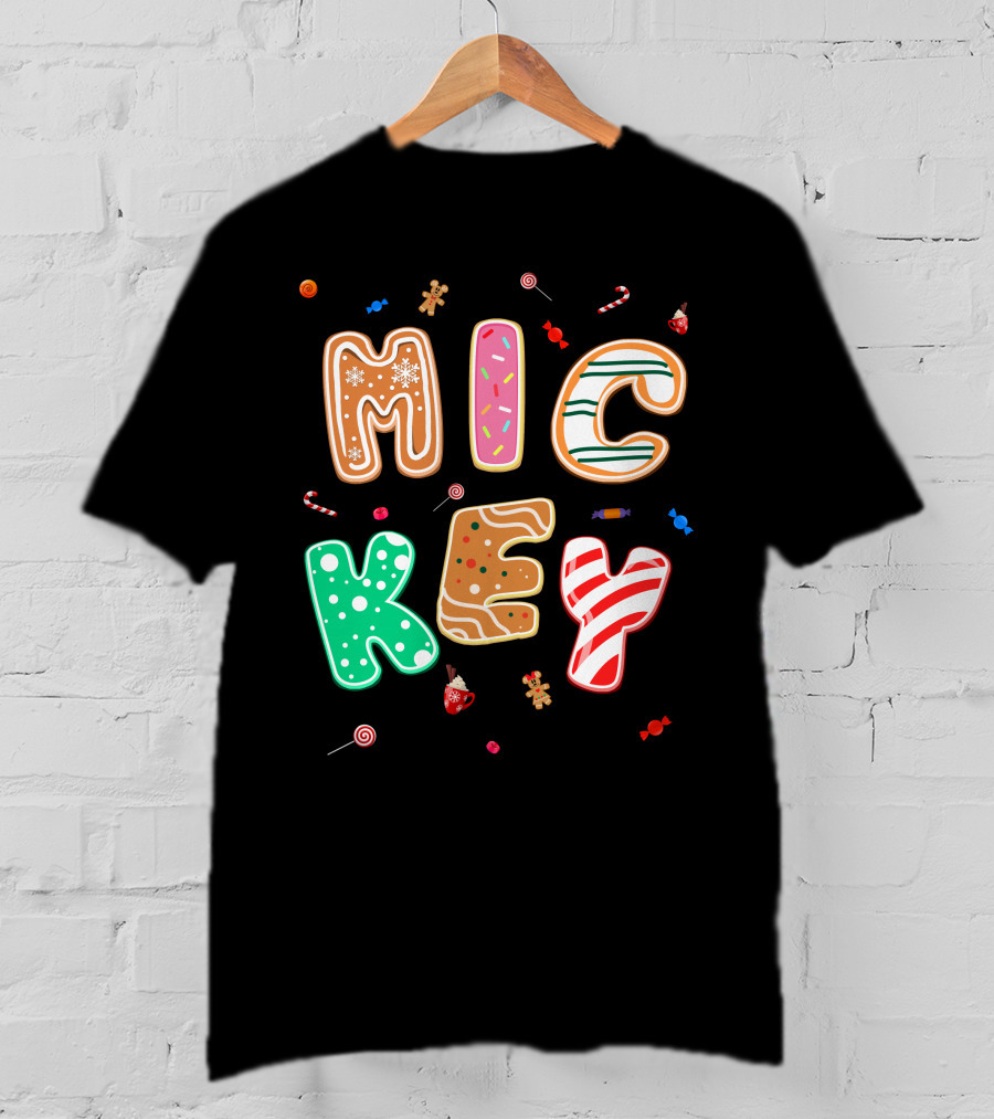 Mickey Gingerbread Candy Cane Christmas Cookie Theme T-Shirt