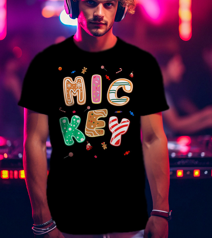Mickey Gingerbread Candy Cane Christmas Cookie Theme T-Shirt