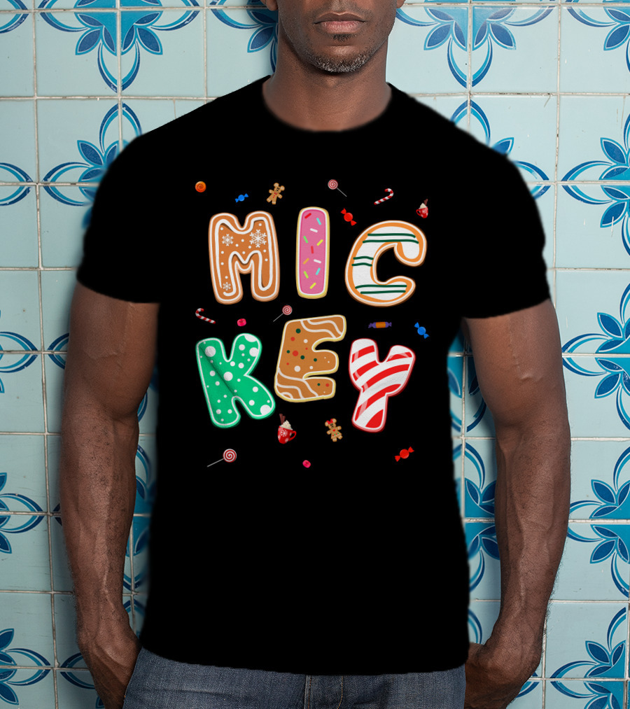 Mickey Gingerbread Candy Cane Christmas Cookie Theme T-Shirt