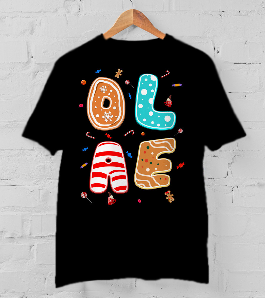 Olaf Gingerbread Candy Christmas Letters T-Shirt