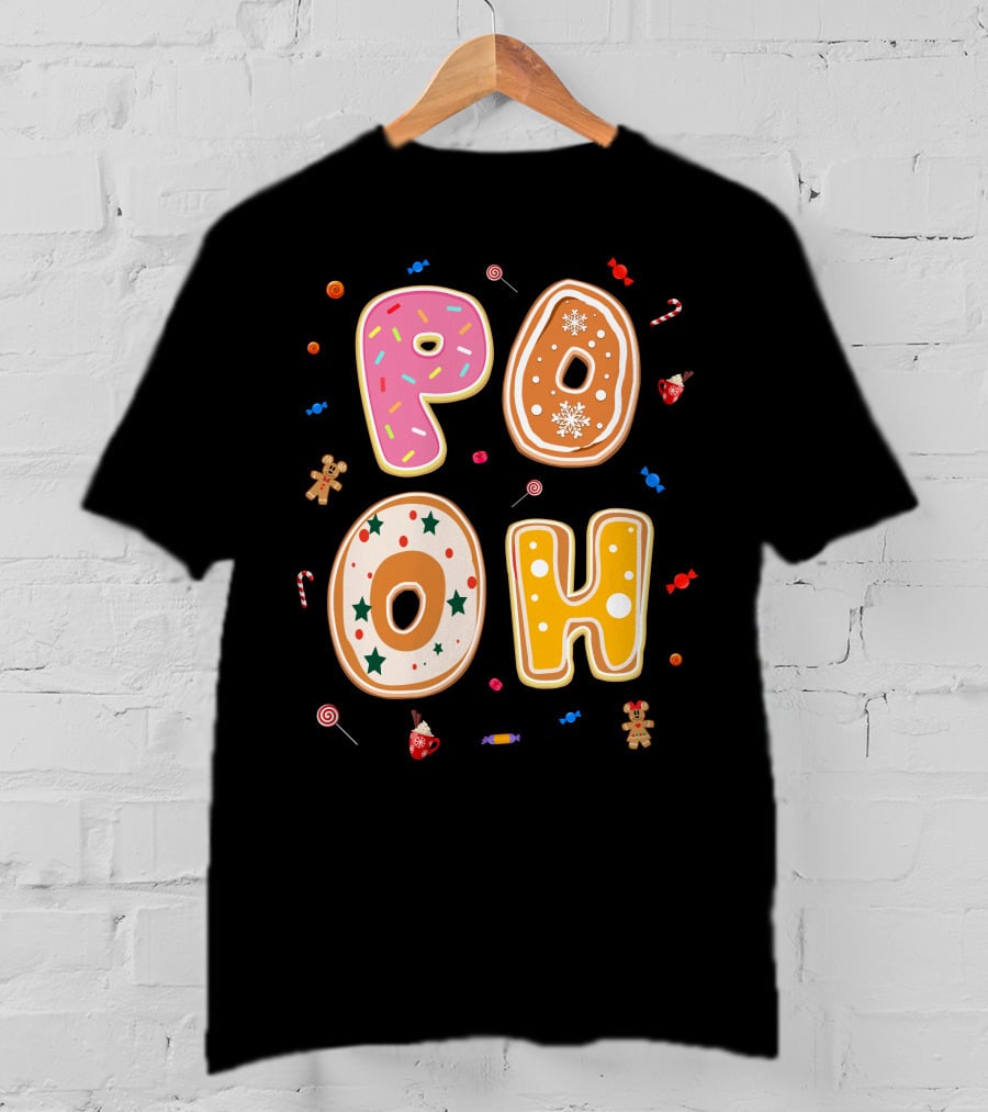 Pooh Christmas Gingerbread Candy Cane Cookies T-Shirt