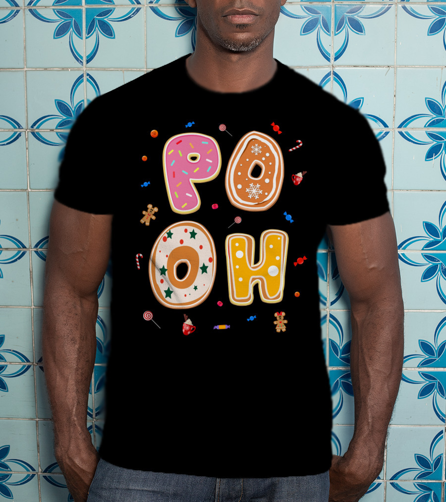 Pooh Christmas Gingerbread Candy Cane Cookies T-Shirt